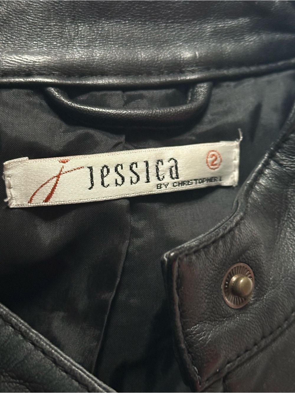 Jessica by Christopher Women’s Black Genuine Leather Moto Biker Jacket Size 2 - Picture 3 of 5